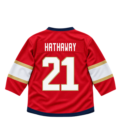 Florida Panthers jersey keychain — Garnet Hathaway #21. Exact saved player artwork preview.