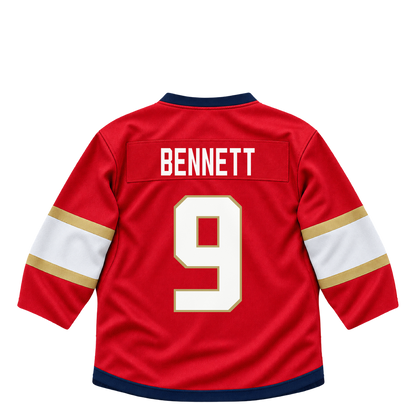 Florida Panthers jersey keychain — Sam Bennett #9. Exact saved player artwork preview.