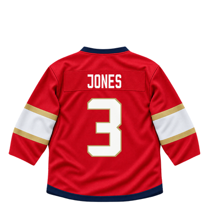 Florida Panthers jersey keychain — Seth Jones #3. Exact saved player artwork preview.