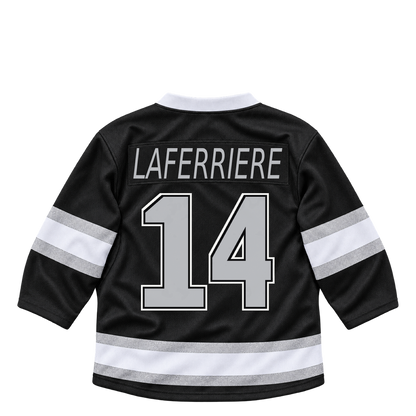 Los Angeles Kings jersey keychain — Alex Laferriere #14. Exact saved player artwork preview.