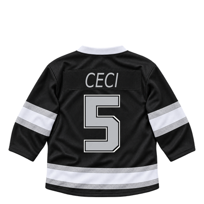 Los Angeles Kings jersey keychain — Cody Ceci #5. Exact saved player artwork preview.