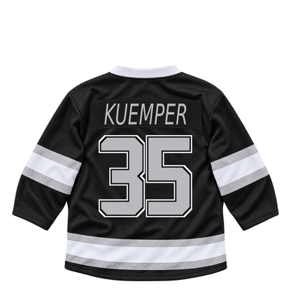 Los Angeles Kings jersey keychain — Darcy Kuemper #35. Exact saved player artwork preview.