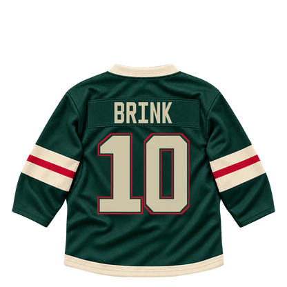 Minnesota Wild jersey keychain — Bobby Brink #10. Exact saved player artwork preview.