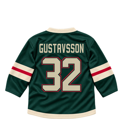 Minnesota Wild jersey keychain — Filip Gustavsson #32. Exact saved player artwork preview.