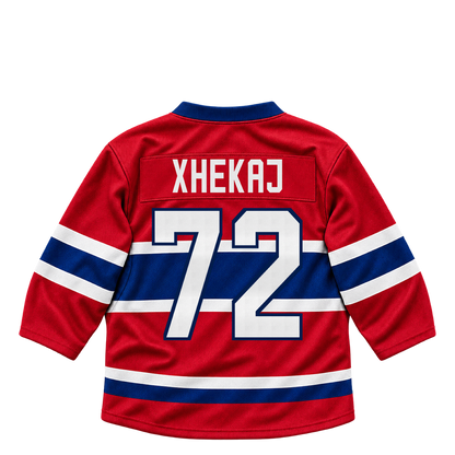 Montreal Canadiens jersey keychain — Arber Xhekaj #72. Exact saved player artwork preview.