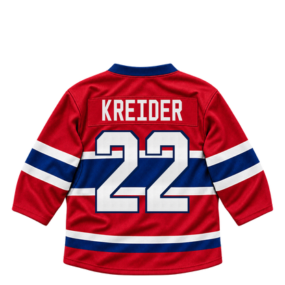 Montreal Canadiens jersey keychain — Chris Kreider #22. Exact saved player artwork preview.