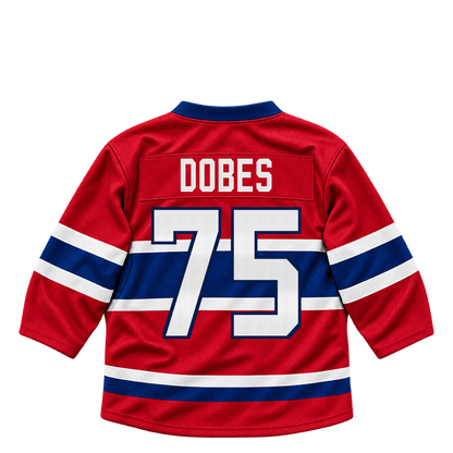 Montreal Canadiens jersey keychain — Jakub Dobes #75. Exact saved player artwork preview.