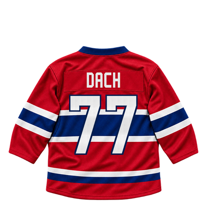 Montreal Canadiens jersey keychain — Kirby Dach #77. Exact saved player artwork preview.