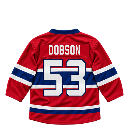Montreal Canadiens jersey keychain — Noah Dobson #53. Exact saved player artwork preview.