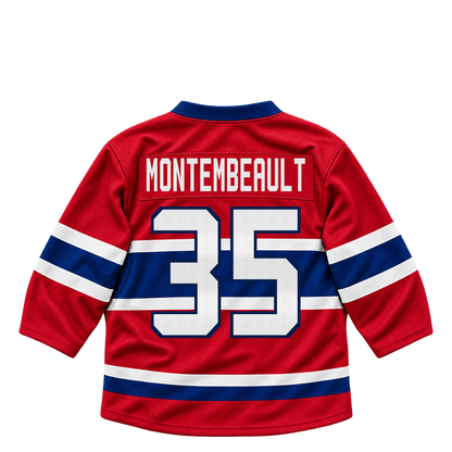 Montreal Canadiens jersey keychain — Samuel Montembeault #35. Exact saved player artwork preview.