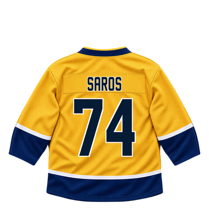 Nashville Predators jersey keychain — Juuse Saros #74. Exact saved player artwork preview.