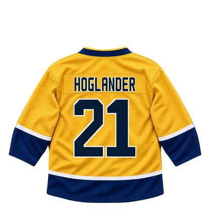 Nashville Predators jersey keychain — Nils Hoglander #21. Exact saved player artwork preview.