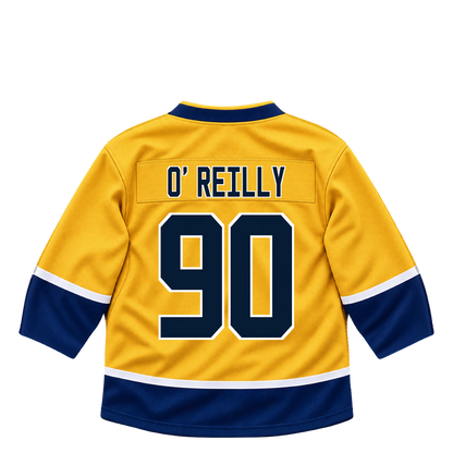 Nashville Predators jersey keychain — Ryan O'Reilly #90. Exact saved player artwork preview.
