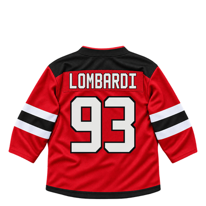 New Jersey Devils jersey keychain — Amadeus Lombardi #93. Exact saved player artwork preview.