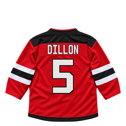 New Jersey Devils jersey keychain — Brenden Dillon #5. Exact saved player artwork preview.