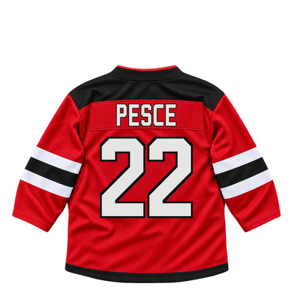 New Jersey Devils jersey keychain — Brett Pesce #22. Exact saved player artwork preview.