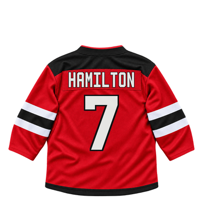 New Jersey Devils jersey keychain — Dougie Hamilton #7. Exact saved player artwork preview.