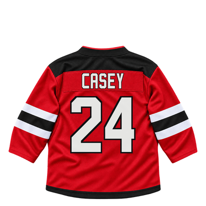 New Jersey Devils jersey keychain — Seamus Casey #24. Exact saved player artwork preview.