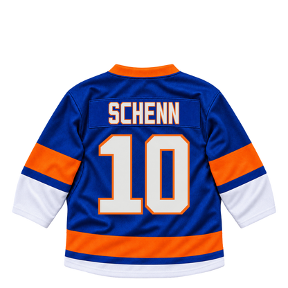 New York Islanders jersey keychain — Brayden Schenn #10. Exact saved player artwork preview.