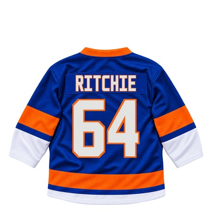 New York Islanders jersey keychain — Calum Ritchie #64. Exact saved player artwork preview.