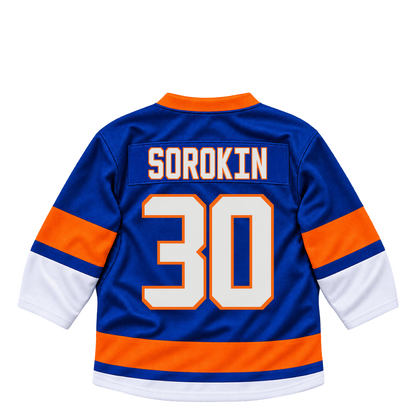 New York Islanders jersey keychain — Ilya Sorokin #30. Exact saved player artwork preview.