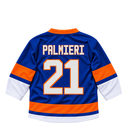 New York Islanders jersey keychain — Kyle Palmieri #21. Exact saved player artwork preview.