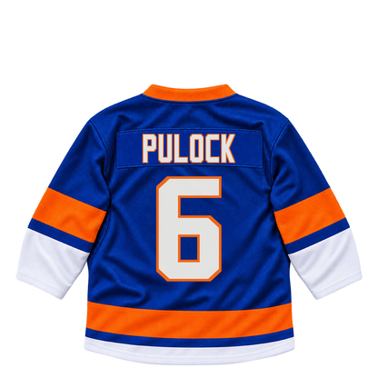 New York Islanders jersey keychain — Ryan Pulock #6. Exact saved player artwork preview.