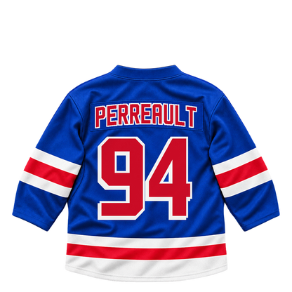 New York Rangers jersey keychain — Gabe Perreault #94. Exact saved player artwork preview.
