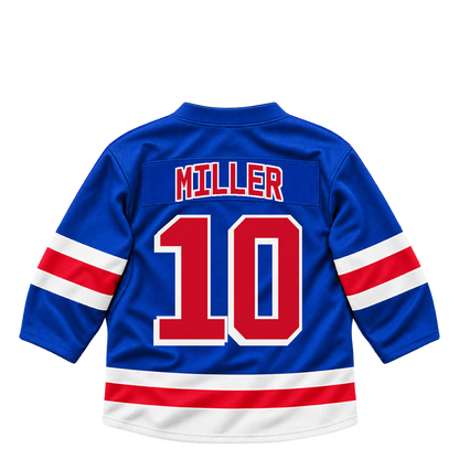 New York Rangers jersey keychain — J.T. Miller #10. Exact saved player artwork preview.
