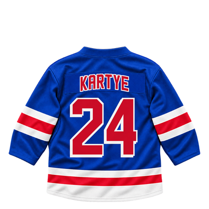 New York Rangers jersey keychain — Tye Kartye #24. Exact saved player artwork preview.