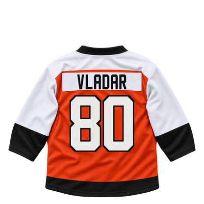 Philadelphia Flyers jersey keychain — Dan Vladar #80. Exact saved player artwork preview.
