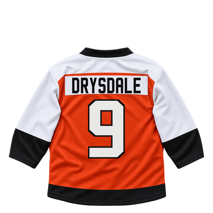 Philadelphia Flyers jersey keychain — Jamie Drysdale #9. Exact saved player artwork preview.