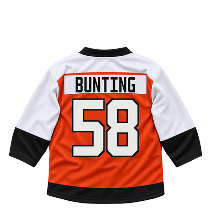 Philadelphia Flyers jersey keychain — Michael Bunting #58. Exact saved player artwork preview.