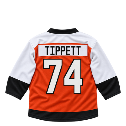 Philadelphia Flyers jersey keychain — Owen Tippett #74. Exact saved player artwork preview.