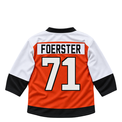 Philadelphia Flyers jersey keychain — Tyson Foerster #71. Exact saved player artwork preview.