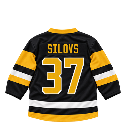 Pittsburgh Penguins jersey keychain — Arturs Silovs #37. Exact saved player artwork preview.