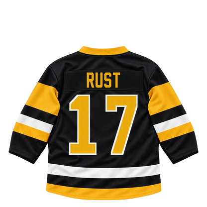 Pittsburgh Penguins jersey keychain — Bryan Rust #17. Exact saved player artwork preview.