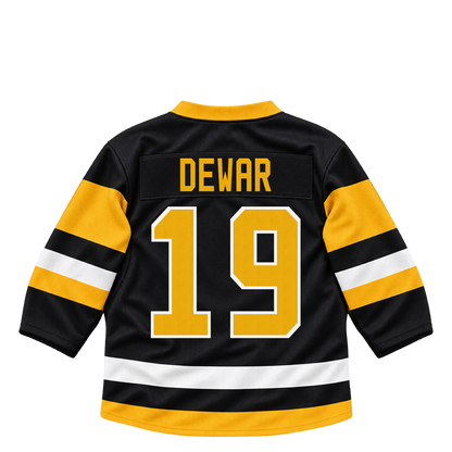 Pittsburgh Penguins jersey keychain — Connor Dewar #19. Exact saved player artwork preview.
