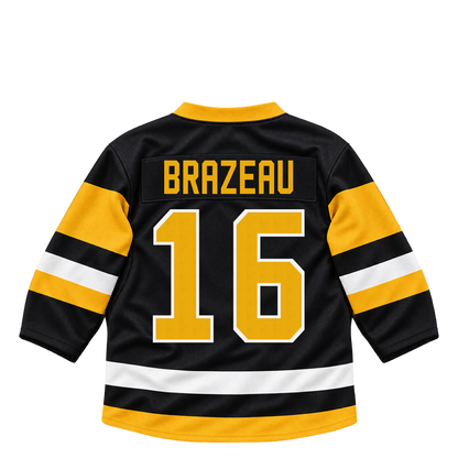 Pittsburgh Penguins jersey keychain — Justin Brazeau #16. Exact saved player artwork preview.