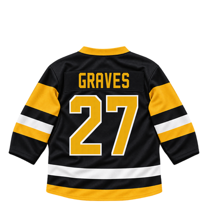 Pittsburgh Penguins jersey keychain — Ryan Graves #27. Exact saved player artwork preview.