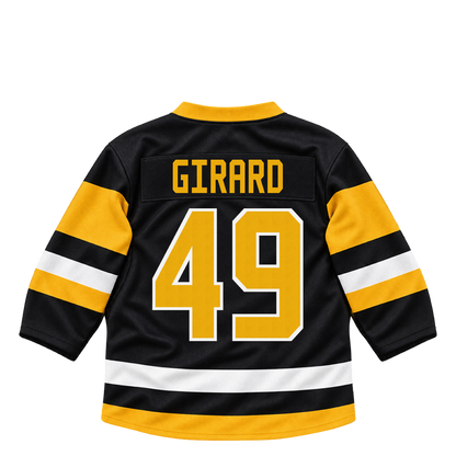 Pittsburgh Penguins jersey keychain — Samuel Girard #49. Exact saved player artwork preview.