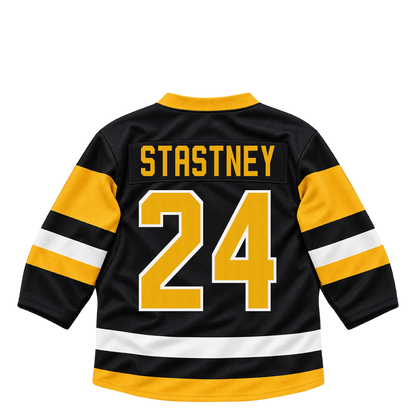 Pittsburgh Penguins jersey keychain — Spencer Stastney #24. Exact saved player artwork preview.