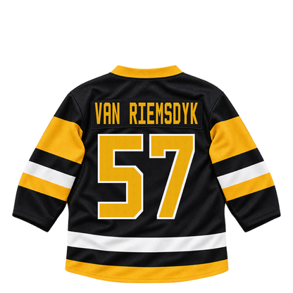 Pittsburgh Penguins jersey keychain — Trevor van Riemsdyk #57. Exact saved player artwork preview.
