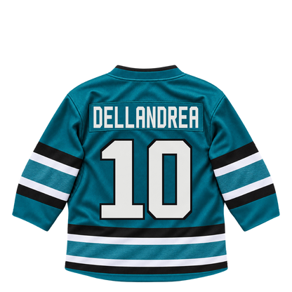 San Jose Sharks jersey keychain — Ty Dellandrea #10. Exact saved player artwork preview.