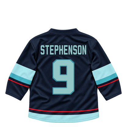 Seattle Kraken jersey keychain — Chandler Stephenson #9. Exact saved player artwork preview.