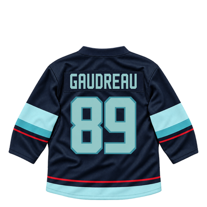 Seattle Kraken jersey keychain — Frederick Gaudreau #89. Exact saved player artwork preview.