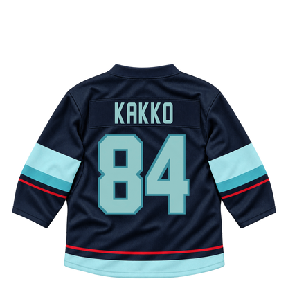 Seattle Kraken jersey keychain — Kaapo Kakko #84. Exact saved player artwork preview.