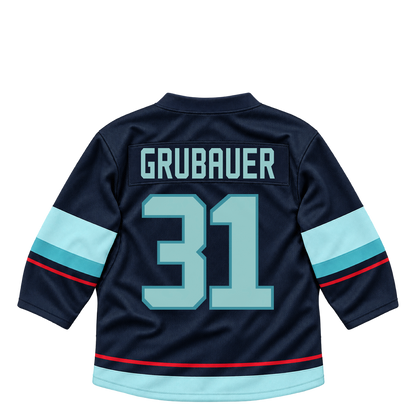Seattle Kraken jersey keychain — Philipp Grubauer #31. Exact saved player artwork preview.