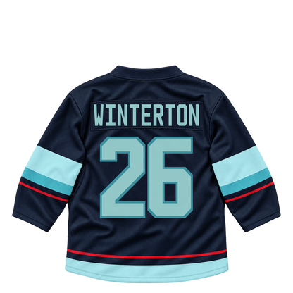 Seattle Kraken jersey keychain — Ryan Winterton #26. Exact saved player artwork preview.