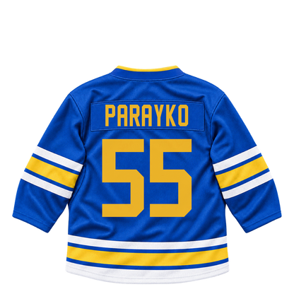 St. Louis Blues jersey keychain — Colton Parayko #55. Exact saved player artwork preview.